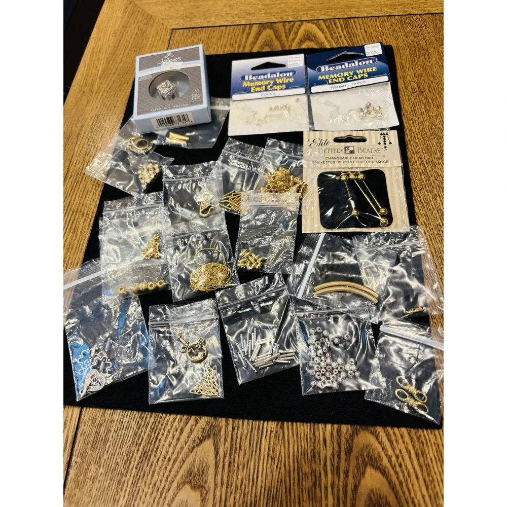 Lot Of New Jewelry Making Supplies Clasps Chains Wire Caps Magnetic Clasp Spacer